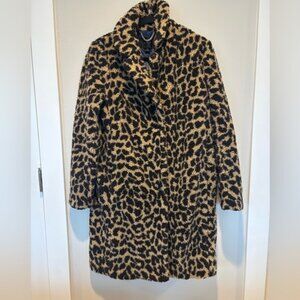 J. Crew Animal Print Teddy Jacket Medium